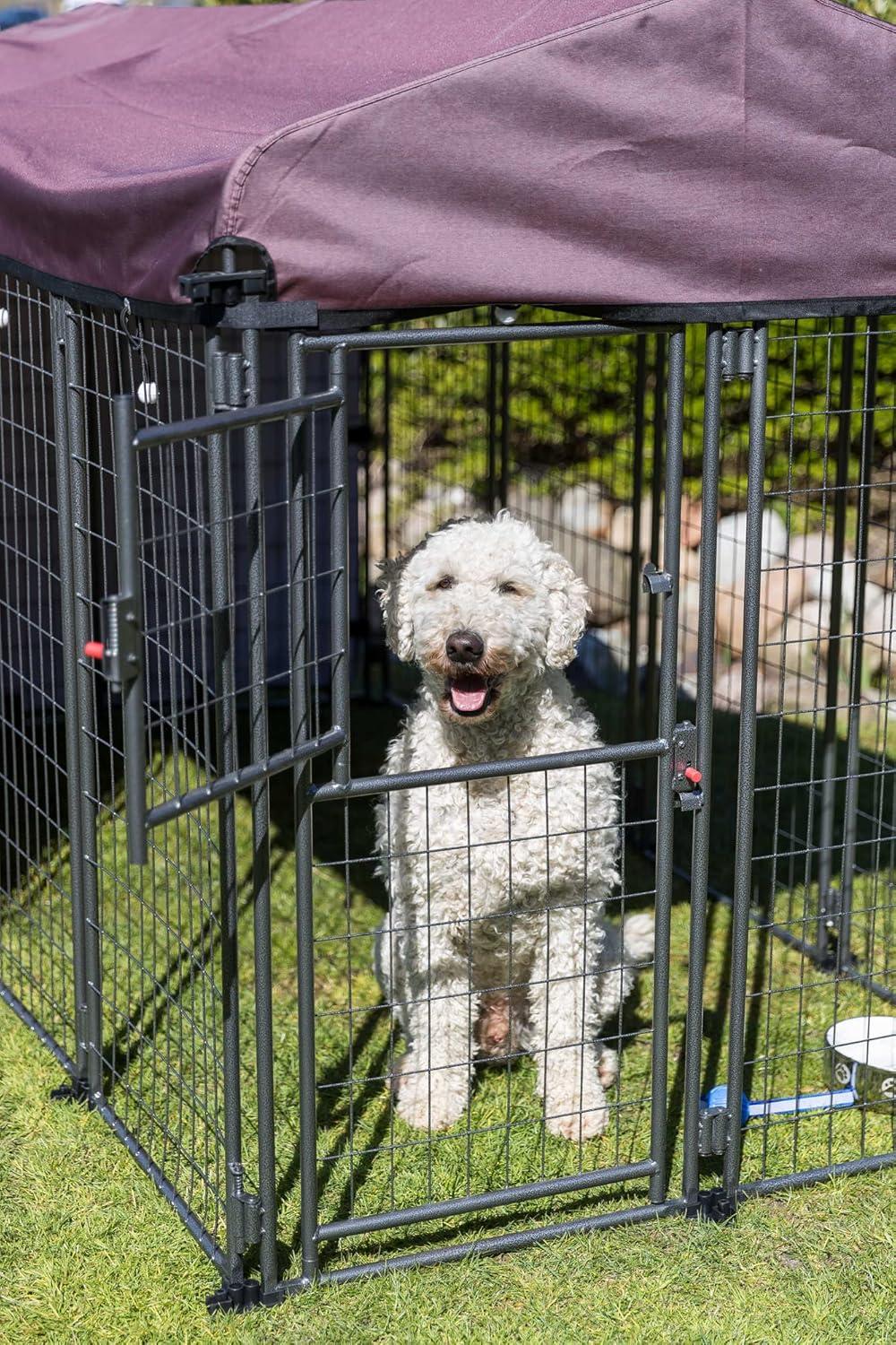 TRIXIE Deluxe XXL Expandable Metal Dog Kennel with Cover, 8x4' Wide