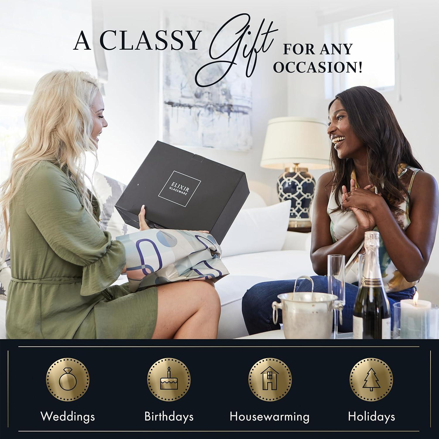 Elixir Premium Crystal Tulip Wine Glasses Set, 22 oz, Clear