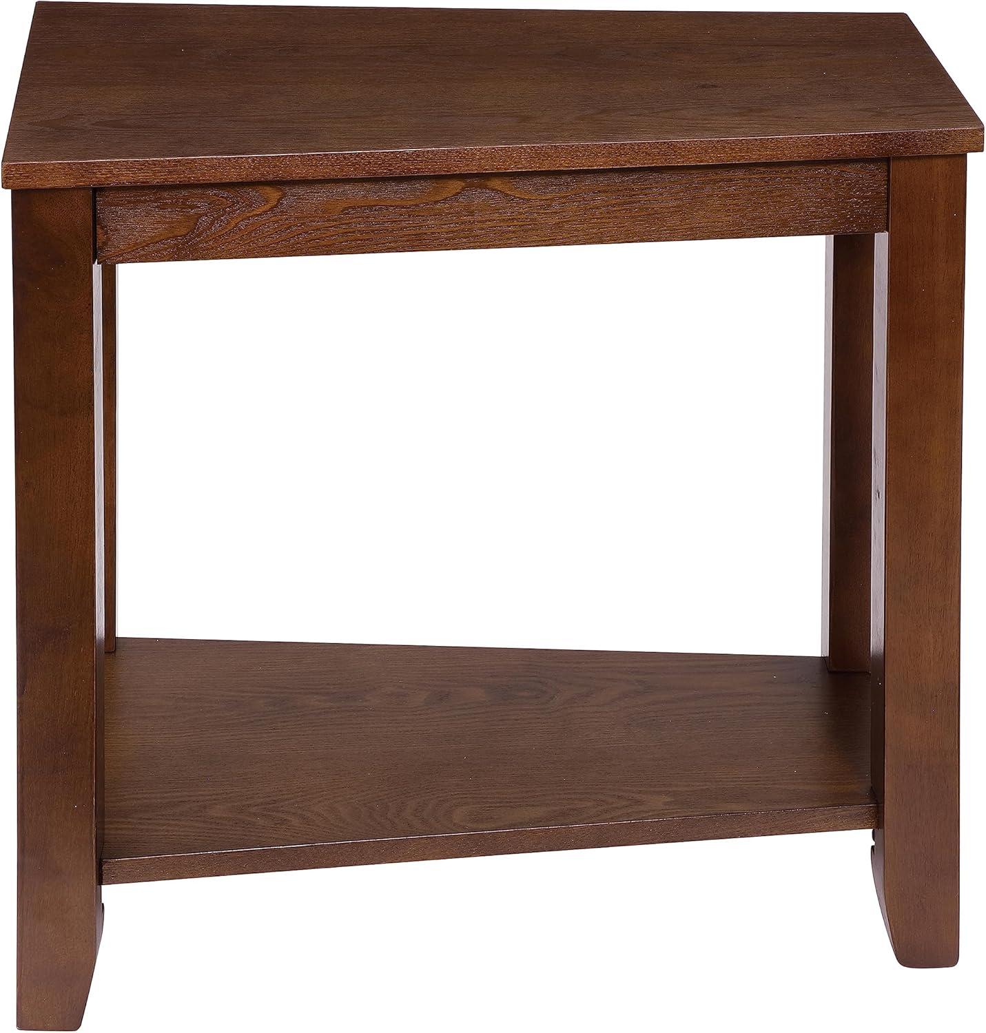 Elwell Wedge Espresso 24" Chairside Table in Transitional Brown Wood