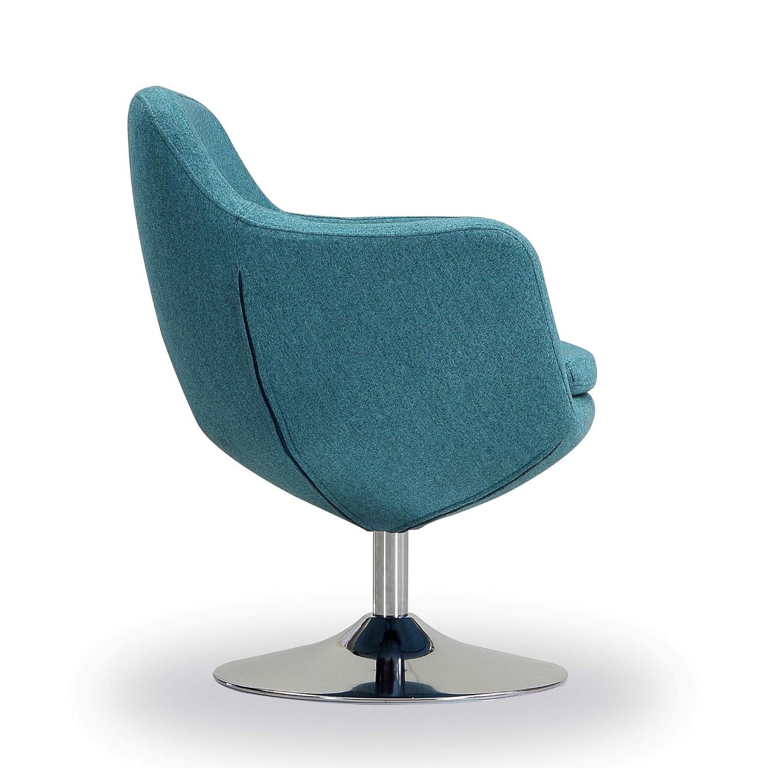 Caisson Faux Leather Swivel Accent Chair White: Polished Chrome Base, Removable Cushion - Manhattan Comfort