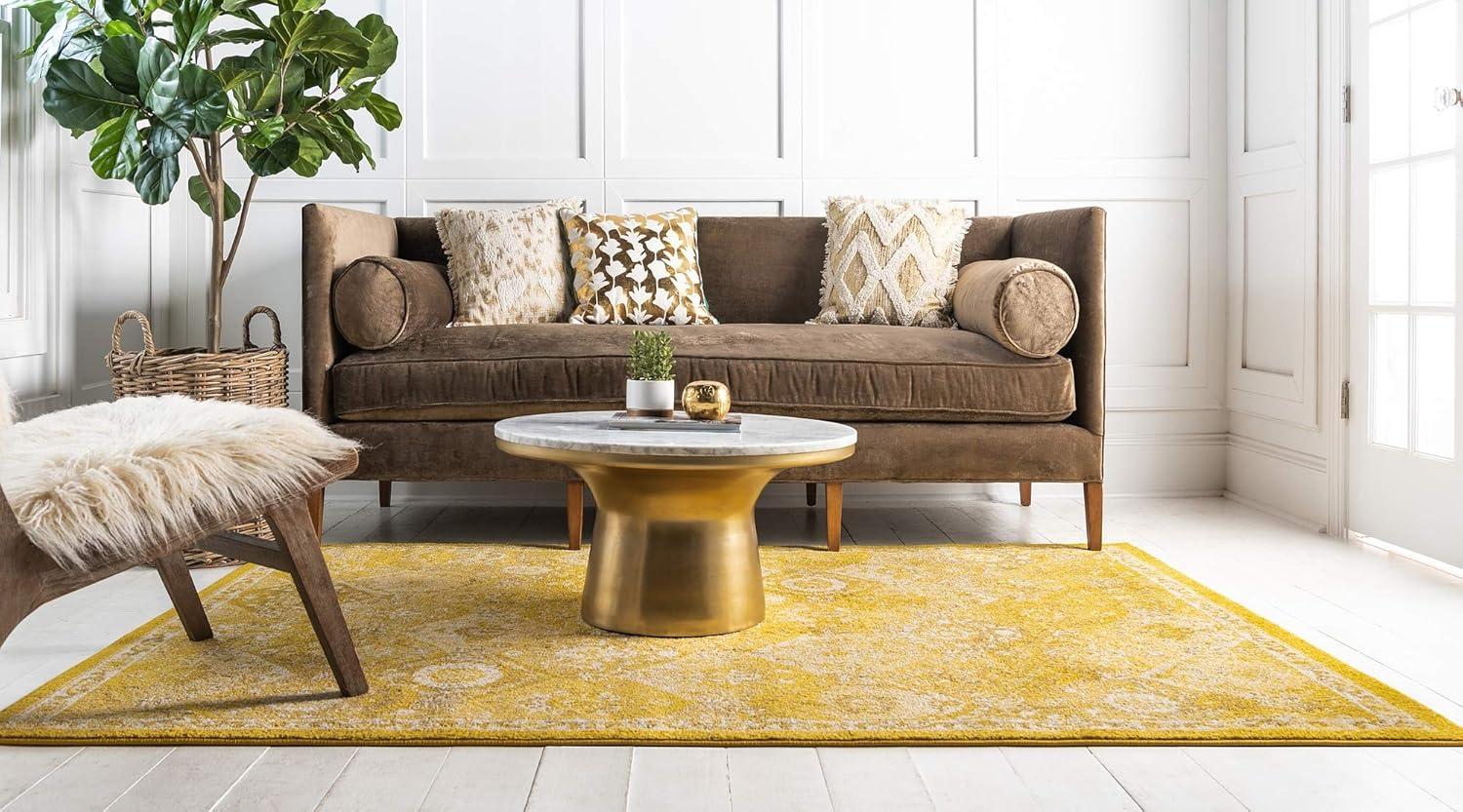 Unique Loom Penrose Collection Area Rug - Blake (5' 3" x 8' Rectangle Yellow/Beige)