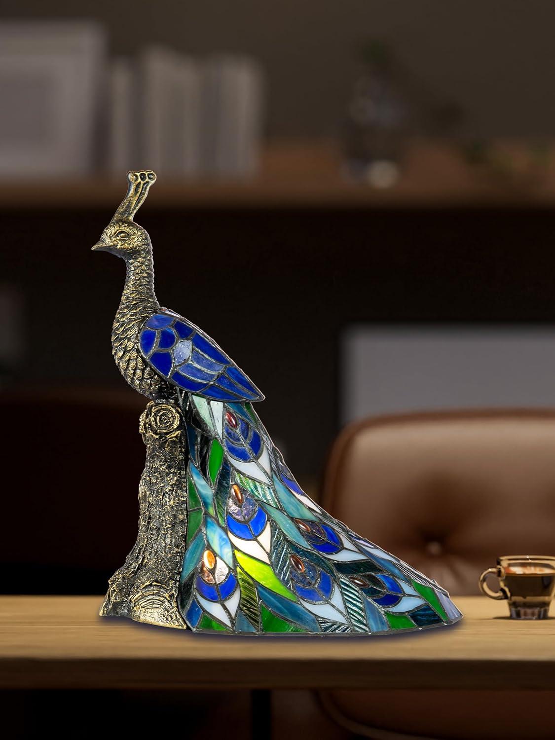 Dale Tiffany 1-Light Resin & Art Glass Accent Lamp in Bronze/Blue