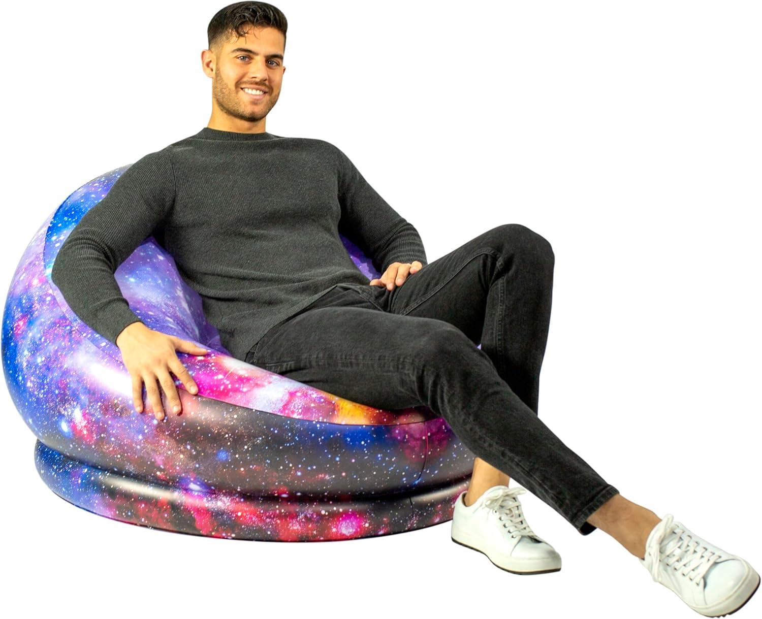 Air Candy Illuminated Inflatable LED Chair (Galaxy Chair Hubble Telescope LED Illuminated Game Chair)
