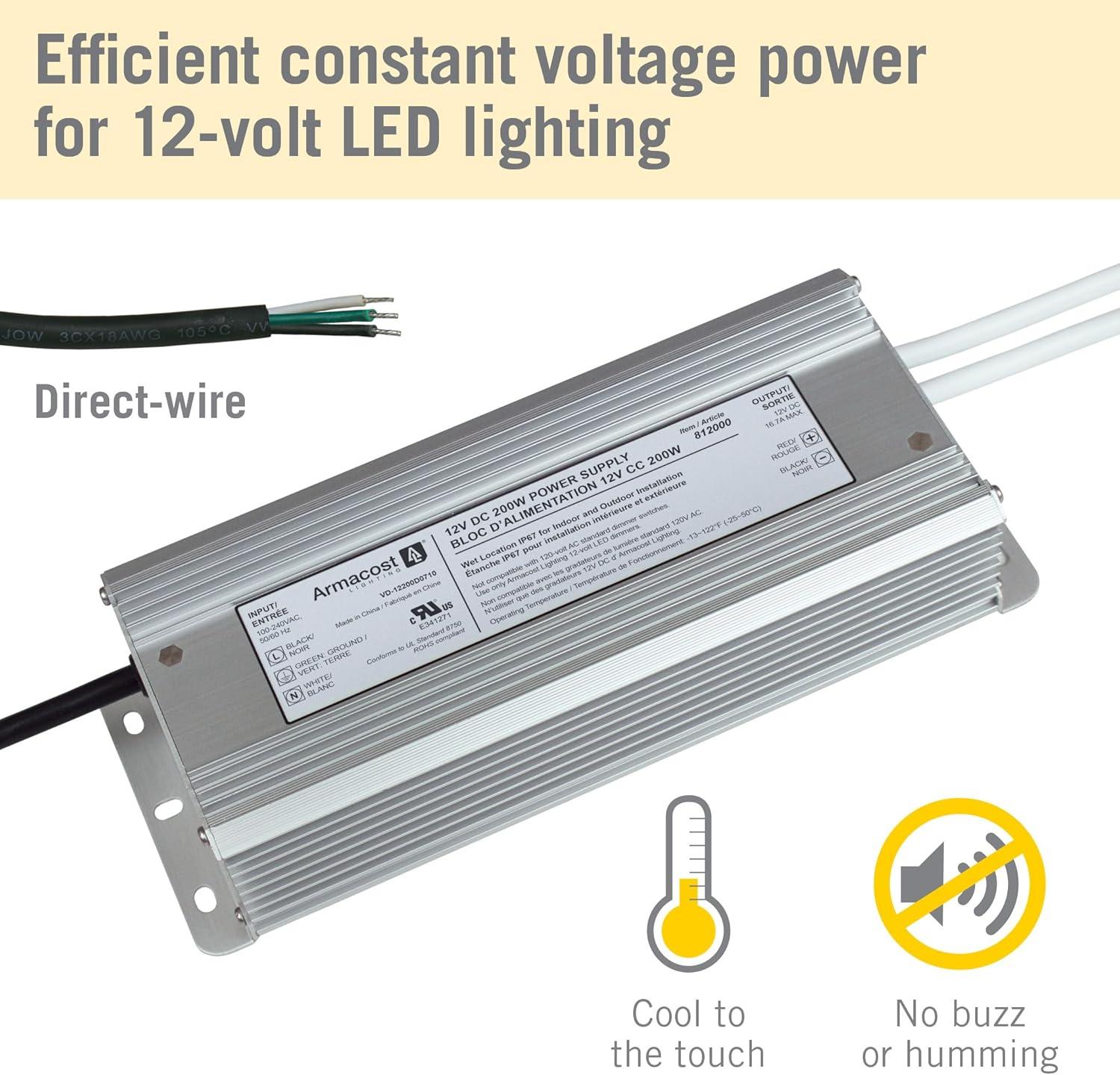 Silver 200W 12V DC Indoor/Outdoor LED Driver