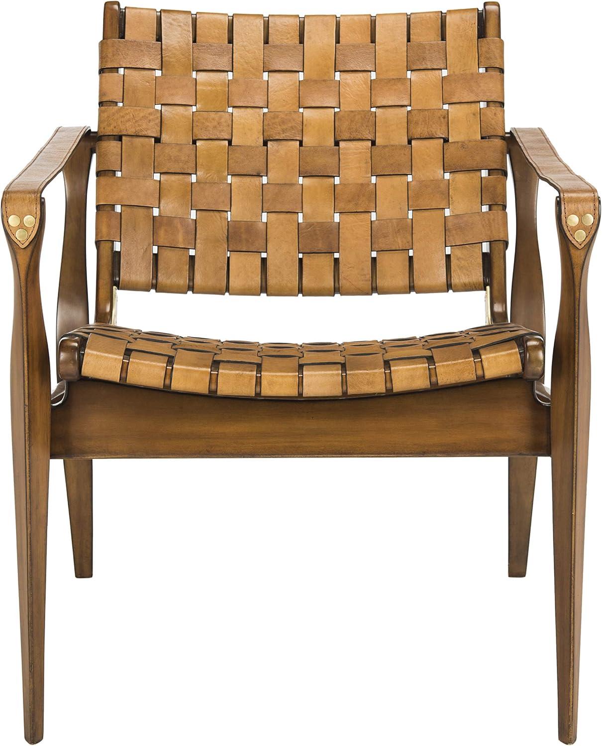 Dilan Leather Safari Chair  - Safavieh