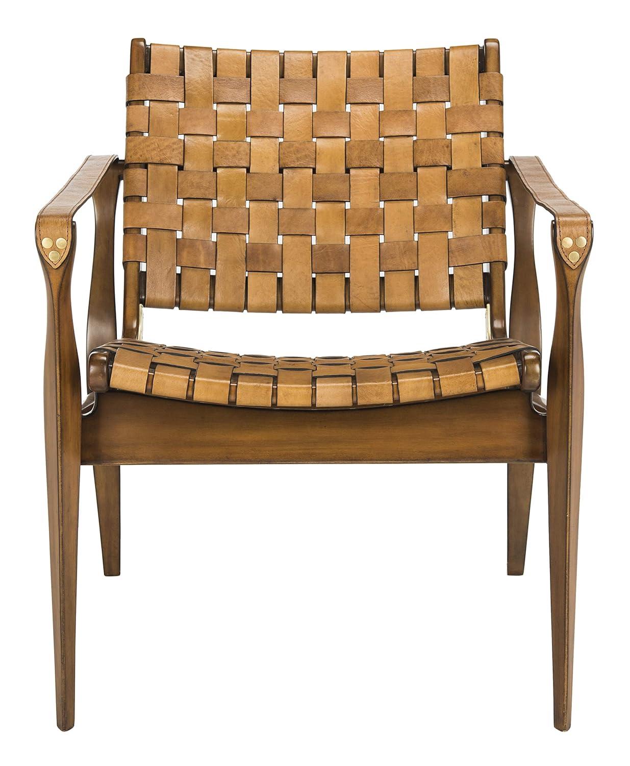 Dilan Safari Chair - SFV9005 - Light Brown/Brown - Safavieh Couture