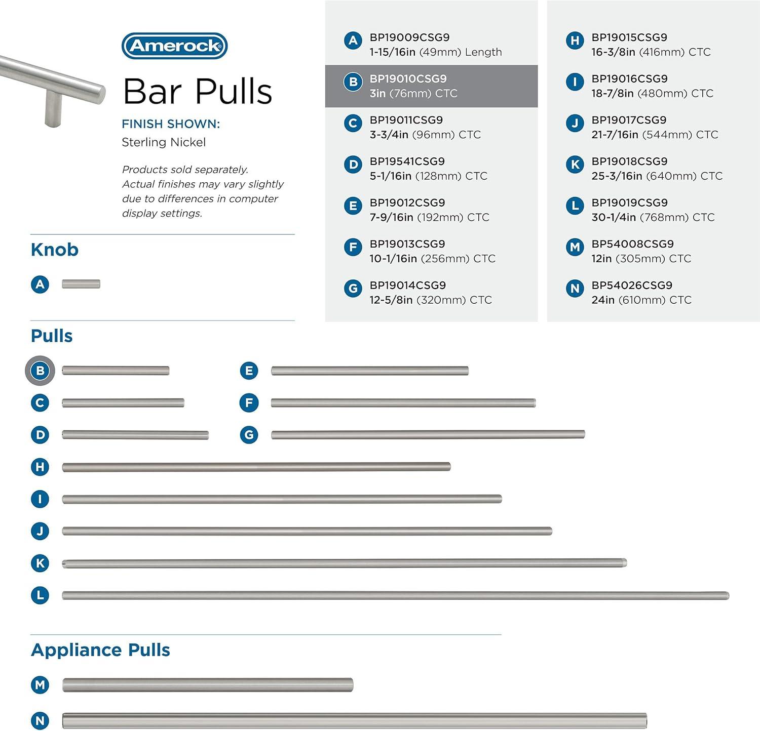 Sterling Nickel 5-3/8" Modern Bar Cabinet Pull