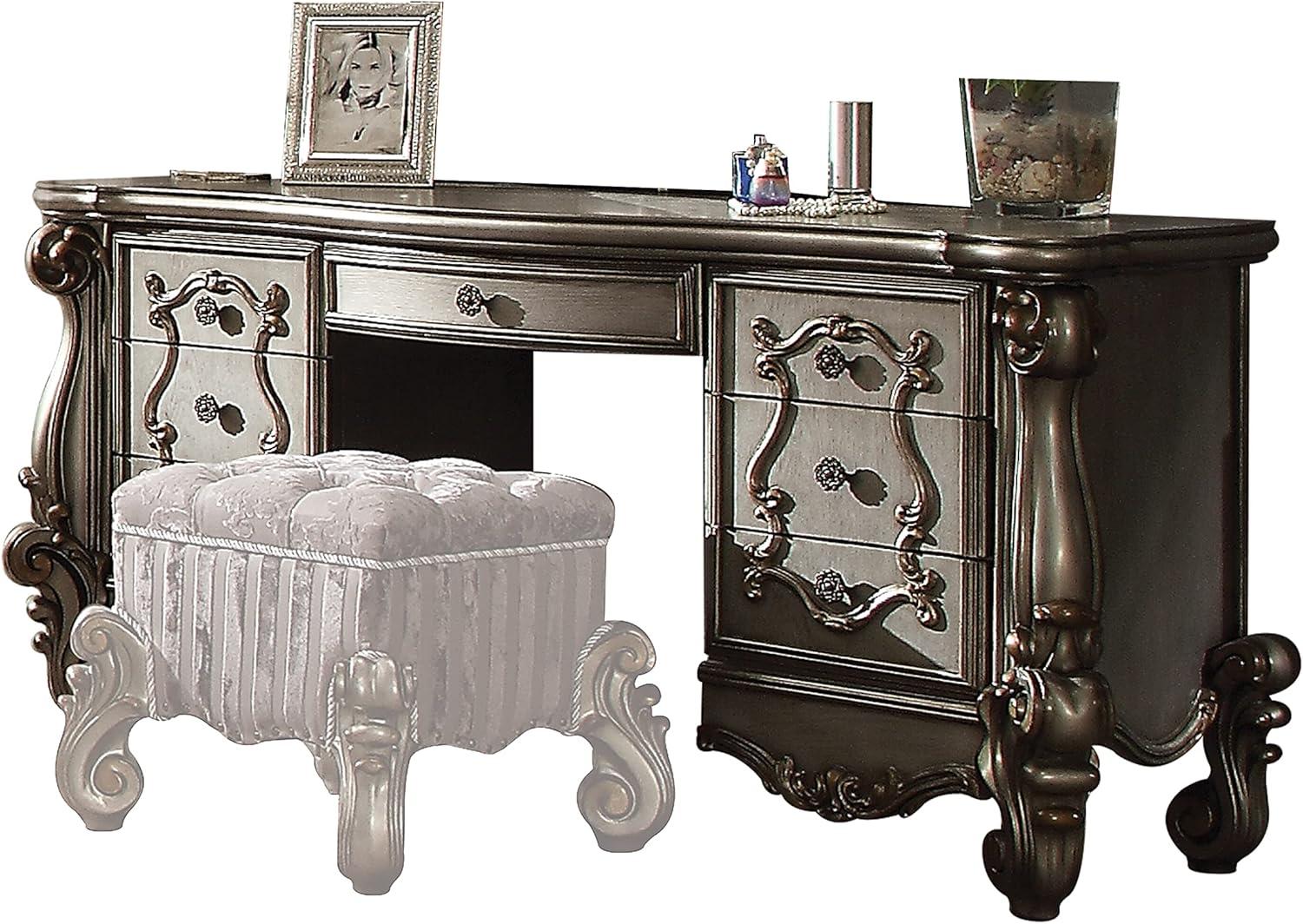 ACME Versailles Wood Bedroom Vanity Desk in Antique Platinum Pewter