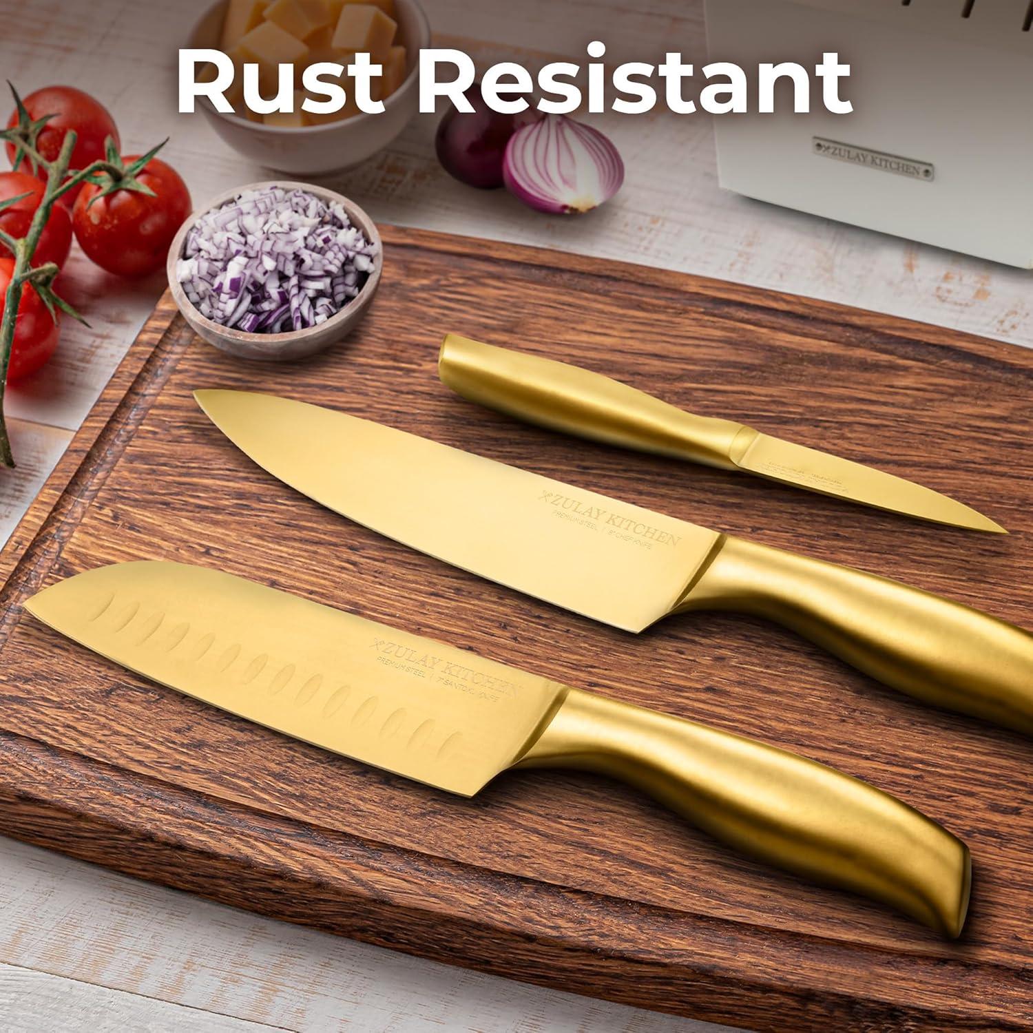 Zulay Kitchen Zulay Kitchen Premium 15-Piece Knife Set with Natural Wood Block and Built-in Sharpener