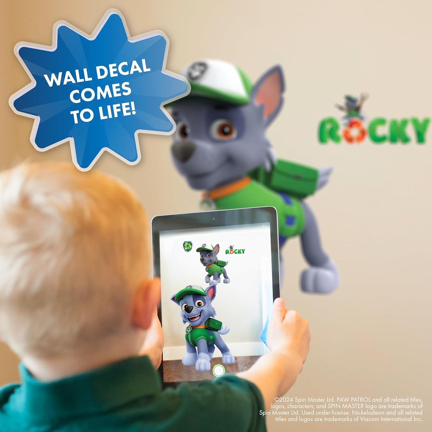 Wall Palz Nickelodeon Paw Patrol Wall Decal - 19" Rocky Vinyl Wall Stickers for Bedroom with 3D Augmented Reality Interaction - Paw Patrol Wall Décor