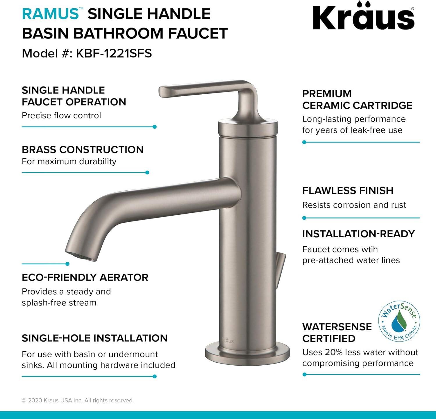 Ramus 7.38'' High Modern Spot Free Stainless Steel Bathroom Faucet