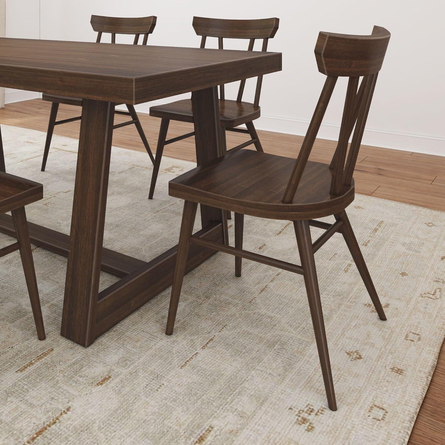 Plank+Beam Windsor Dining Chair Set of 2, Solid Wood Chairs for Kitchen, Office, Living Room,Walnut
