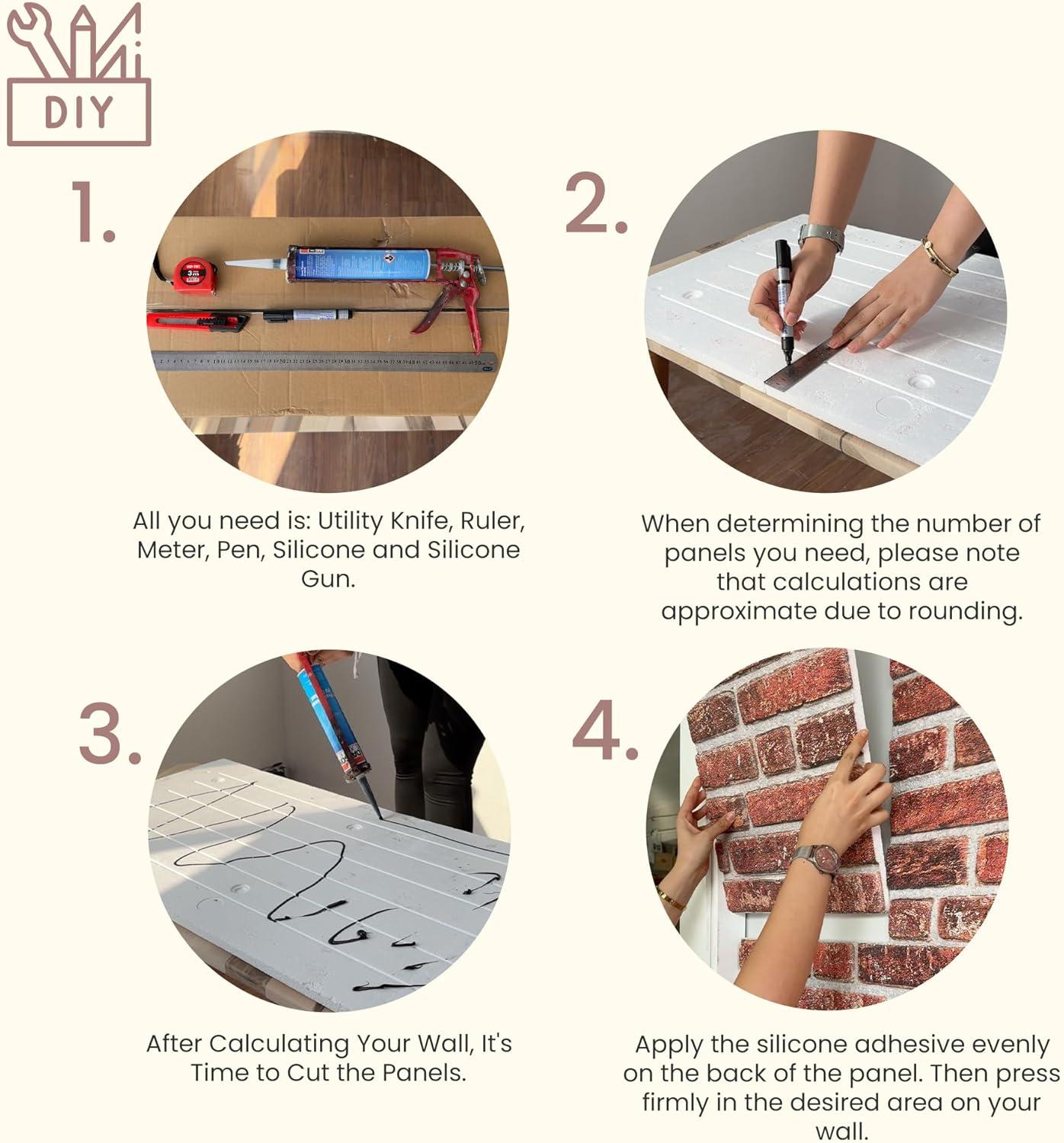 UPP Ultimate Premium Products 3D Brick Effect Wall Panels - Lightweight Styrofoam - Set of 9 Large Panels (20"x40") Covers 48 sq ft - Apply with Wall Adhesive - DIY Home Wall Cladding