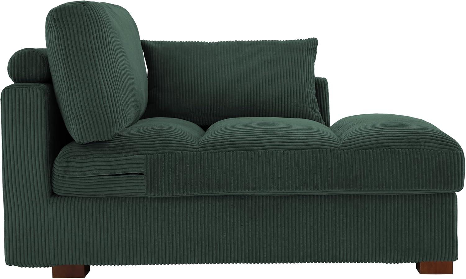 Hunter Green Corduroy Chaise Lounge with Solid Wood Frame