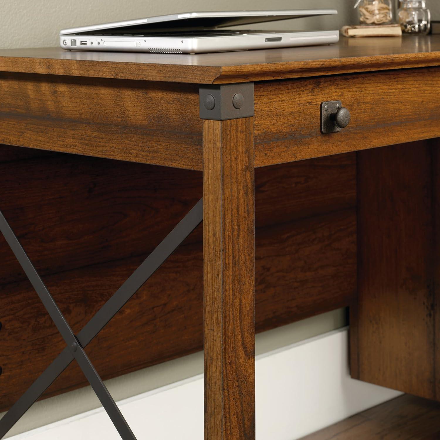 Carson Forge Desk - Washington Cherry - Sauder: Executive Workstation with Smooth Metal Runners, Wrought Iron Style Hardware