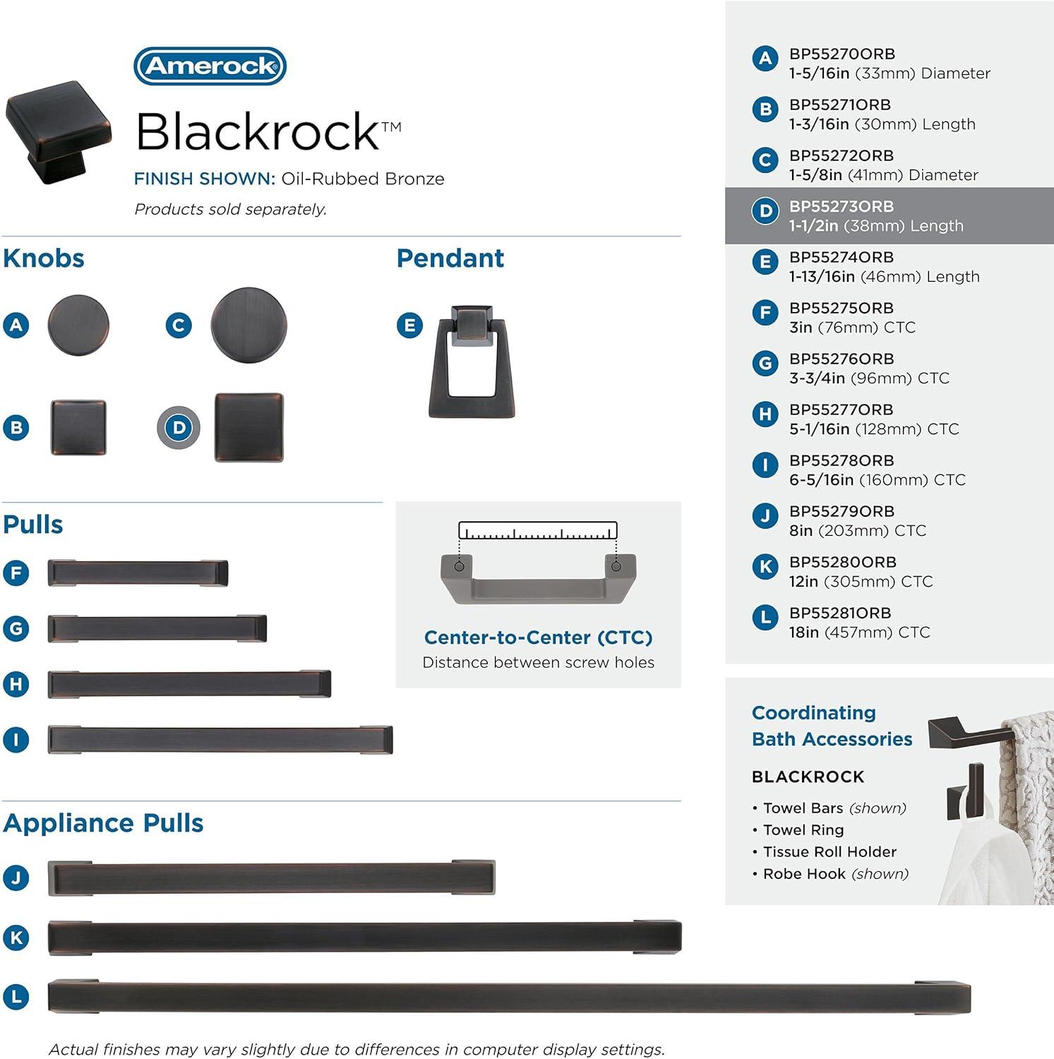 Amerock Blackrock Square Cabinet or Furniture Knob