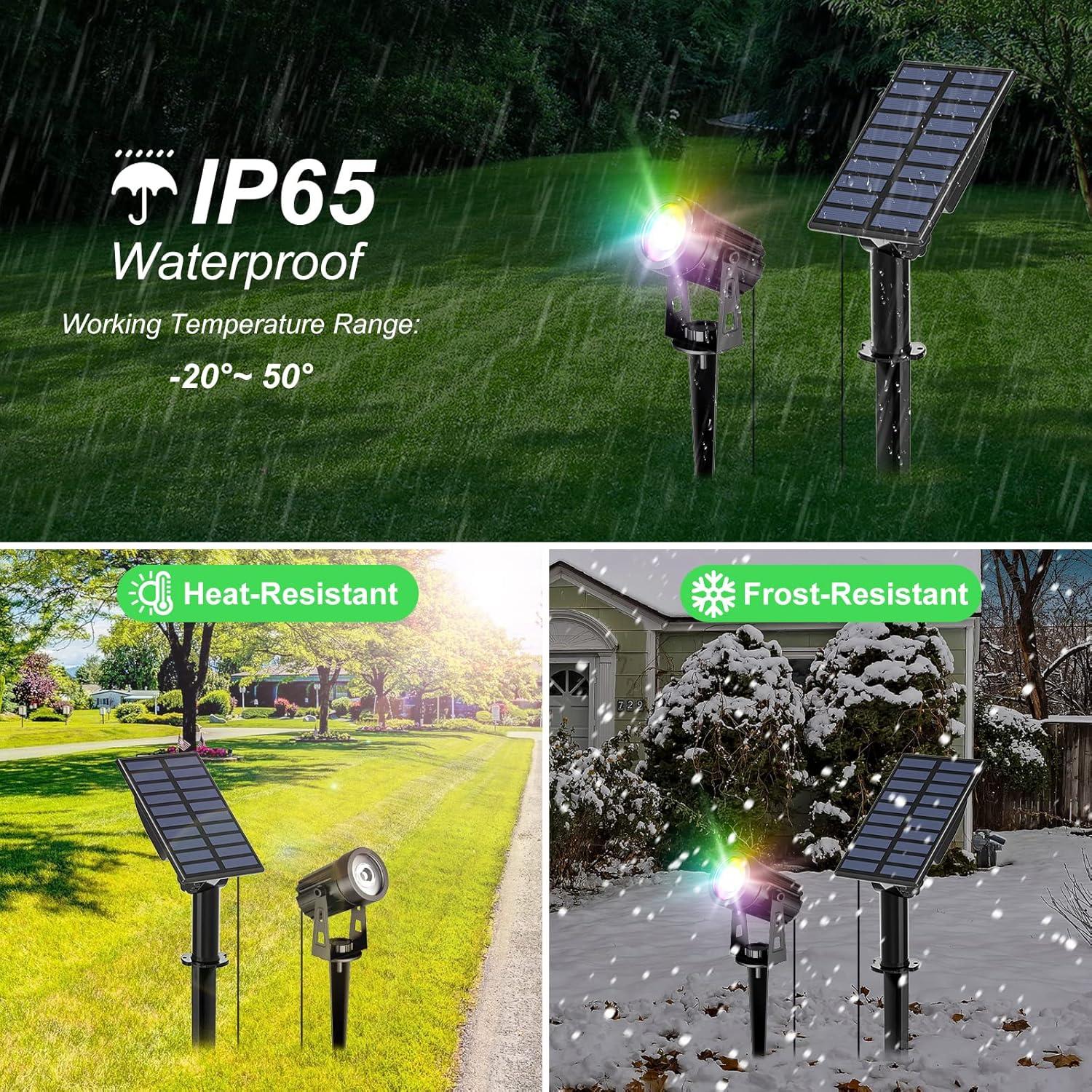 T-SUN LED Landscape Solar Spotlights, Waterproof Outdoor Solar Lights Auto ON/Off Solar Wall Lights for Garden, Driveway, Pathway, Pool Area(Warm White)