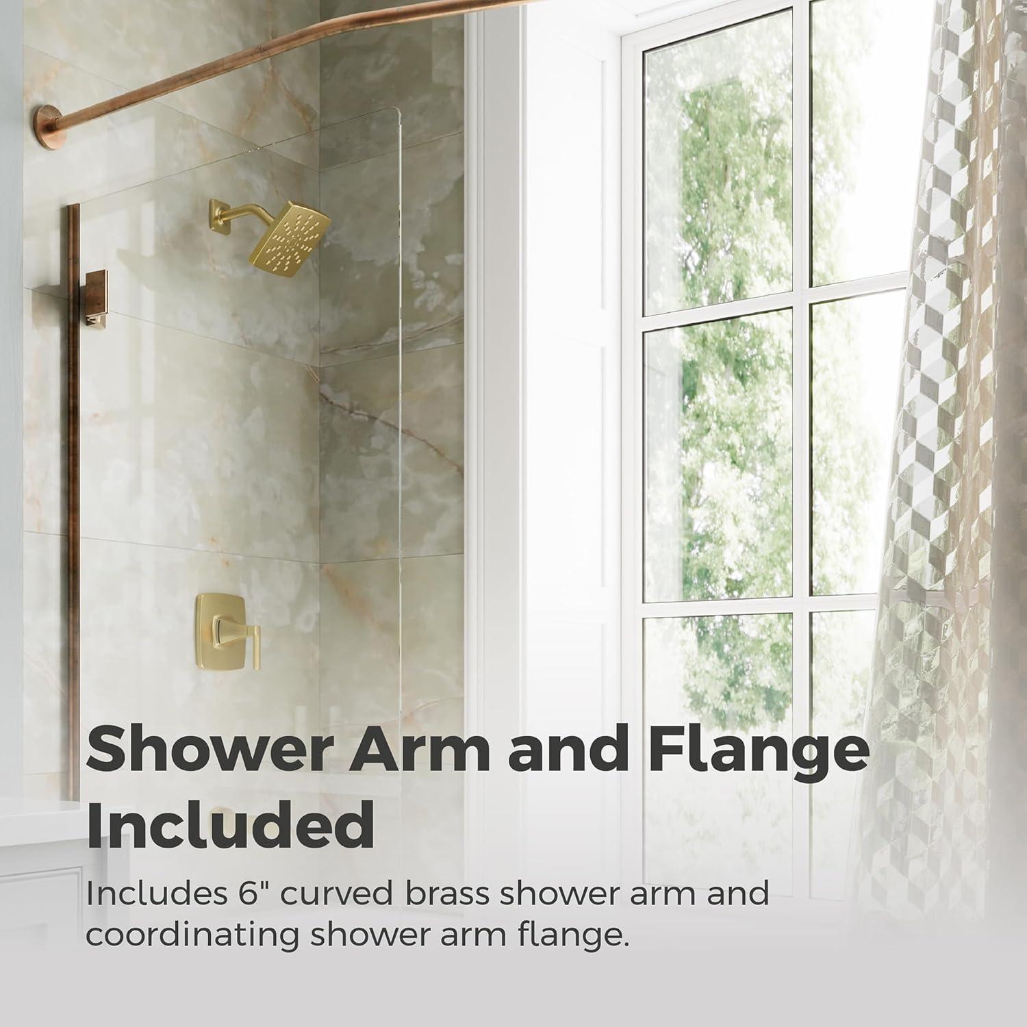 Vaneri Brushed Gold Square Wall Mounted Bathtub and Shower Faucet