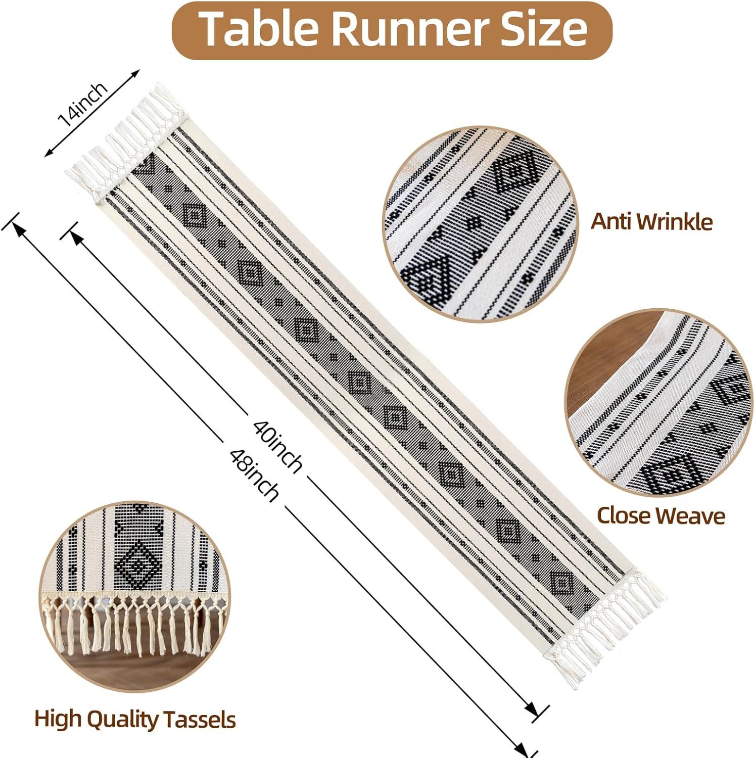 Oveesha Boho Cotton Woven Table Runner With Tassels