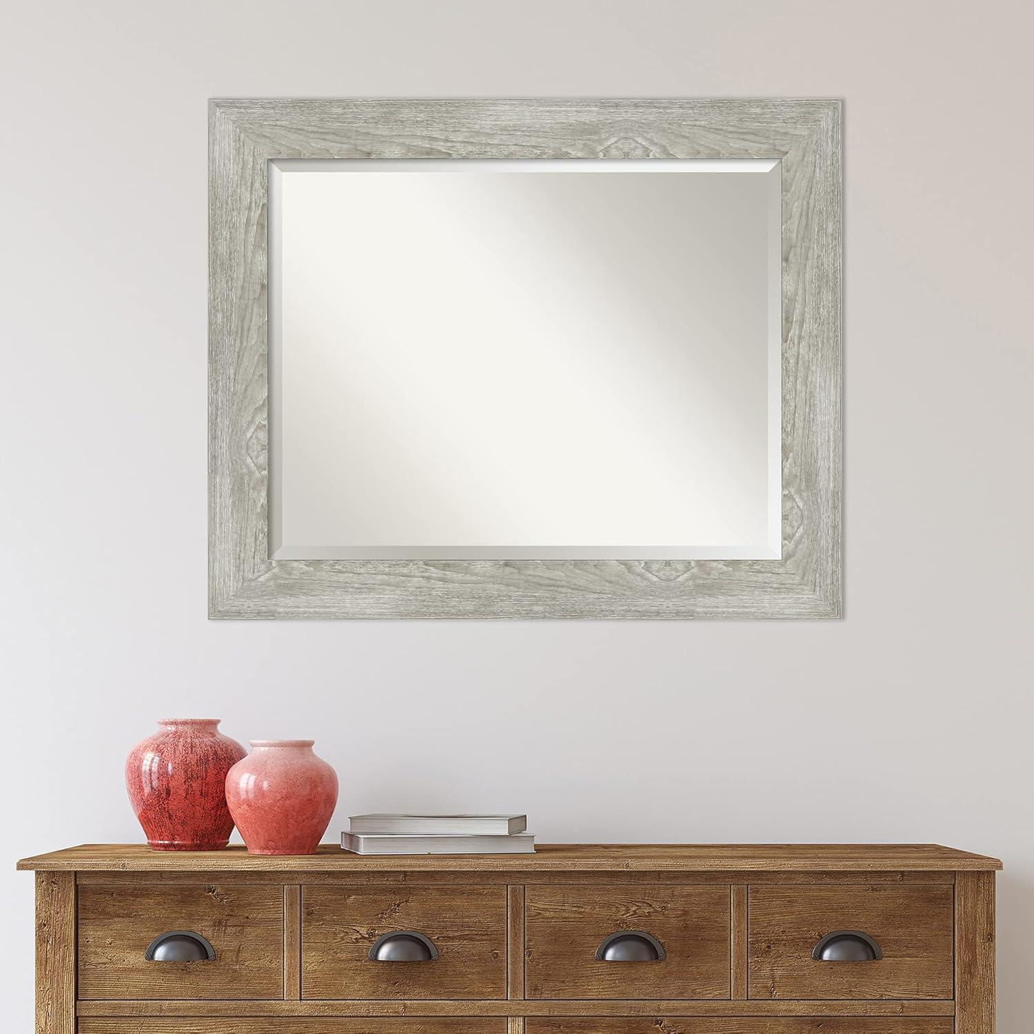 34" x 28" Dove Graywash Framed Bathroom Vanity Wall Mirror - Amanti Art: Modern, Wall Mount, Wood Frame