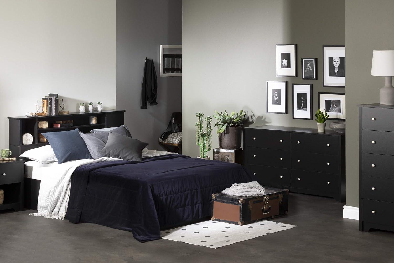 Vito Pure Black 5-Drawer Dresser with Matte Nickel Handles