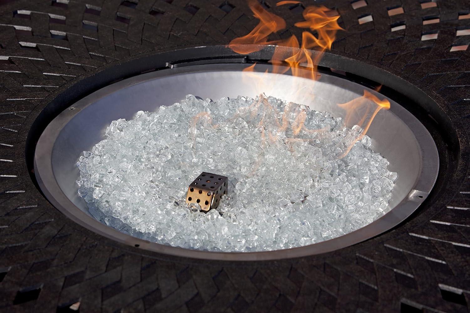 Fire Sense Premium Sparkling Reflective Tempered Fire Glass for Fire Pits Easy to Install-10 Lbs Crystal Clear