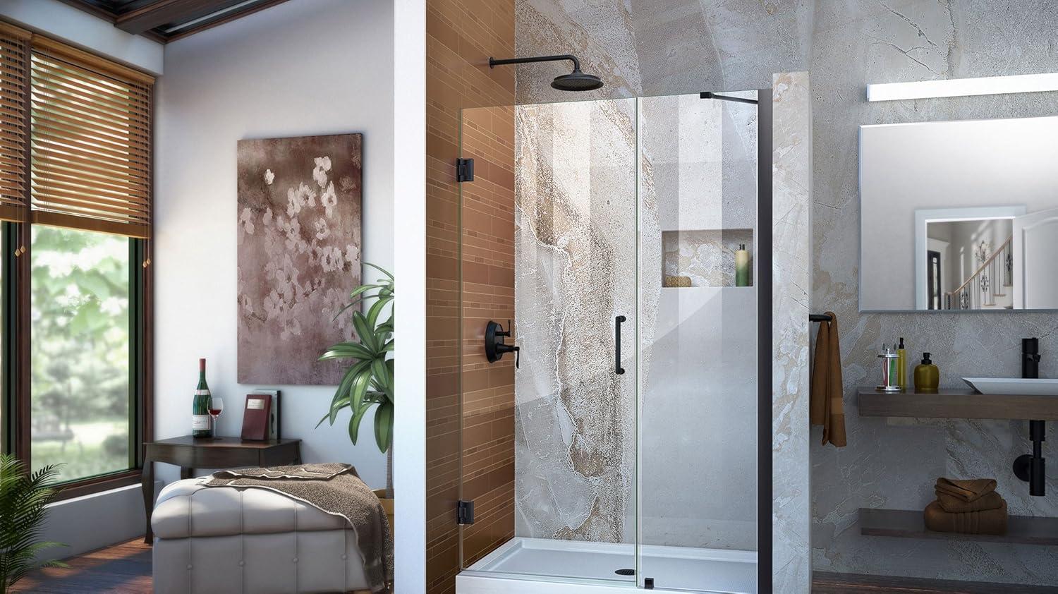 Unidoor 46" W x 72" H Hinged Frameless Shower Door