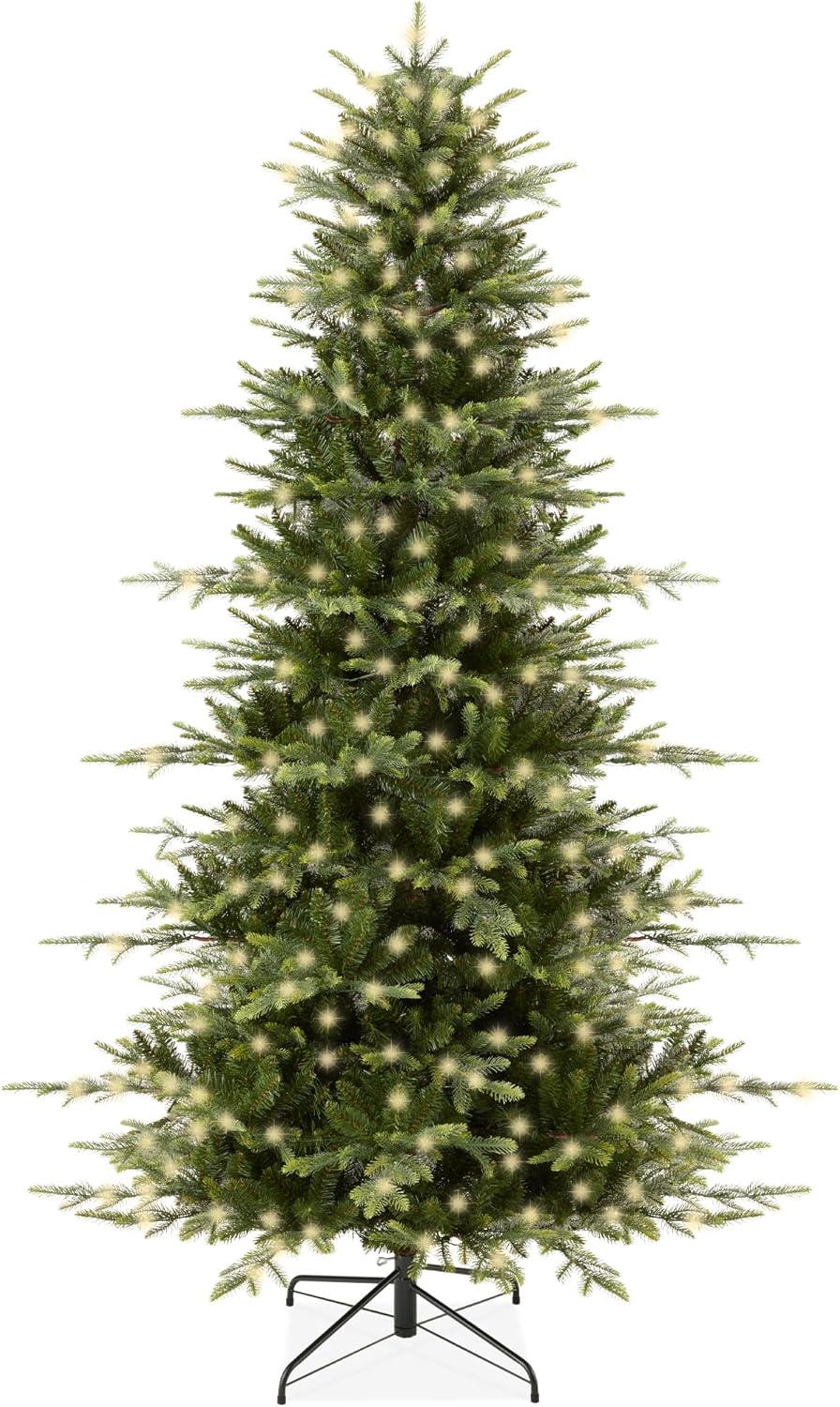 Best Choice Products Pre-Lit Artificial Aspen Noble Fir Christmas Tree w/ Branch Tips, LED Lights