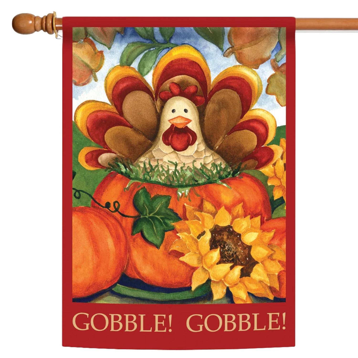 Toland Home Garden 28x40 Inch Double Sided Garden Flag Thanksgiving Flag, Autumn Turkey Fall Thanksgiving Garden Flag House Flag For Outdoor Yard Decoration