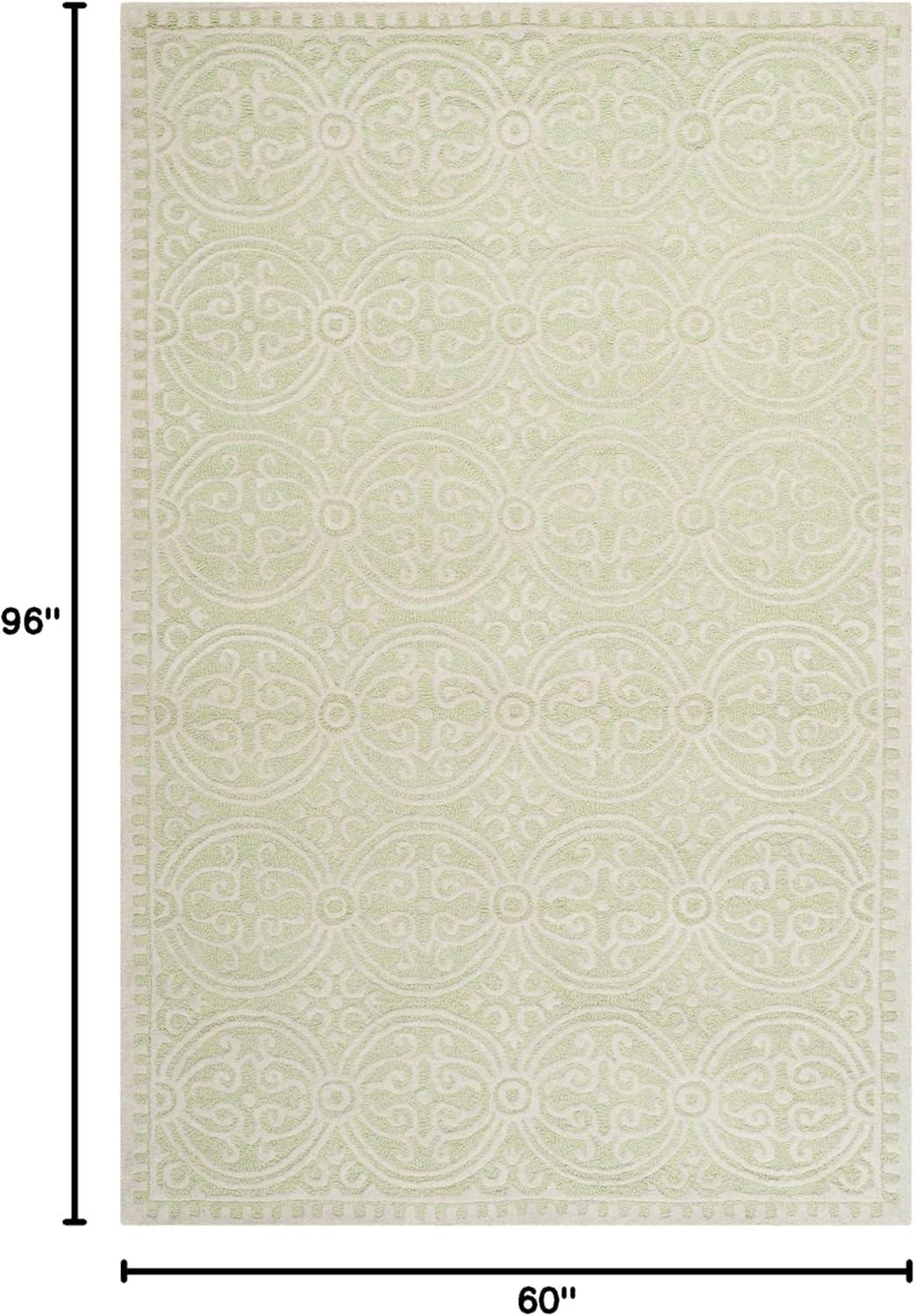 SAFAVIEH Cambridge Leslie Geometric Wool Area Rug, Light Green/Ivory, 5' x 8'