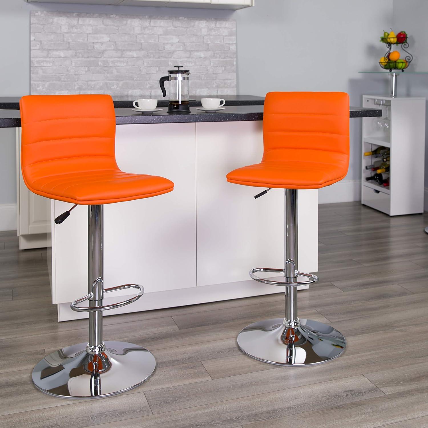 Flash Furniture Modern Vinyl Adjustable Height Barstool with Horizontal Stitch Back