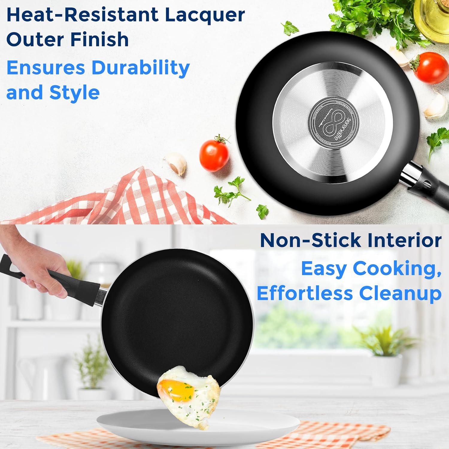 SereneLife 11 - Piece Non-Stick Aluminum Cookware Set