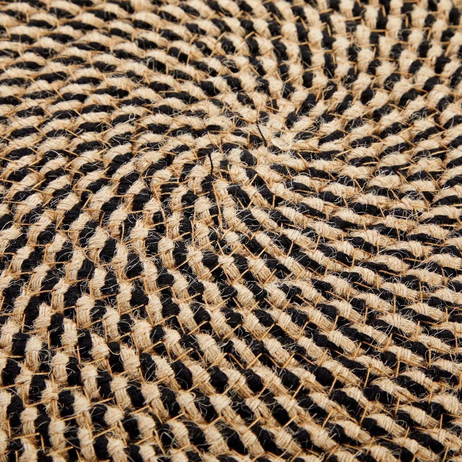 Farmlyn Creek Set of 4 Round Jute Placemats for Table, Woven Charger Mats for Plates (Blue and Tan Pattern, 13 in)
