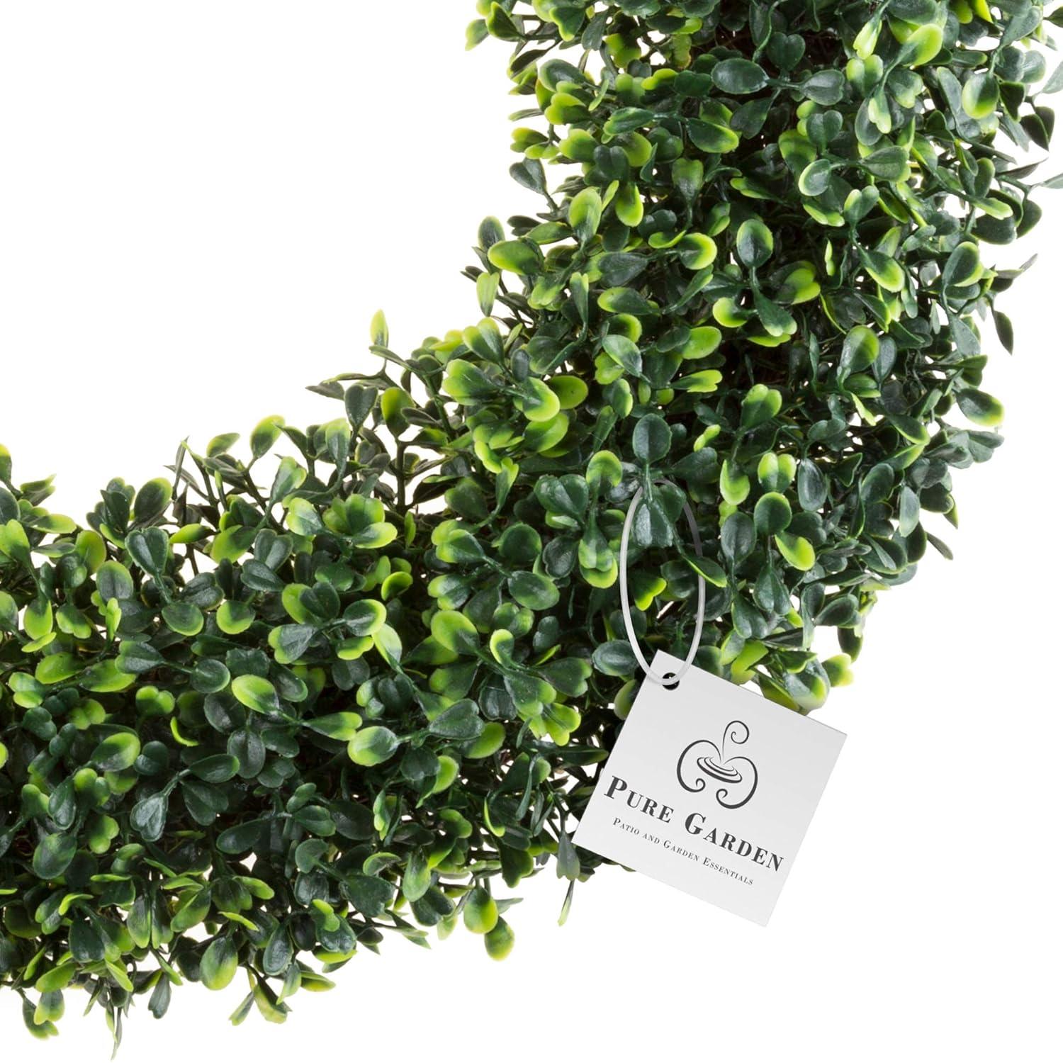 Pure Garden Set of Two 19.5-Inch Indoor/Outdoor Artificial Boxwood Wreaths