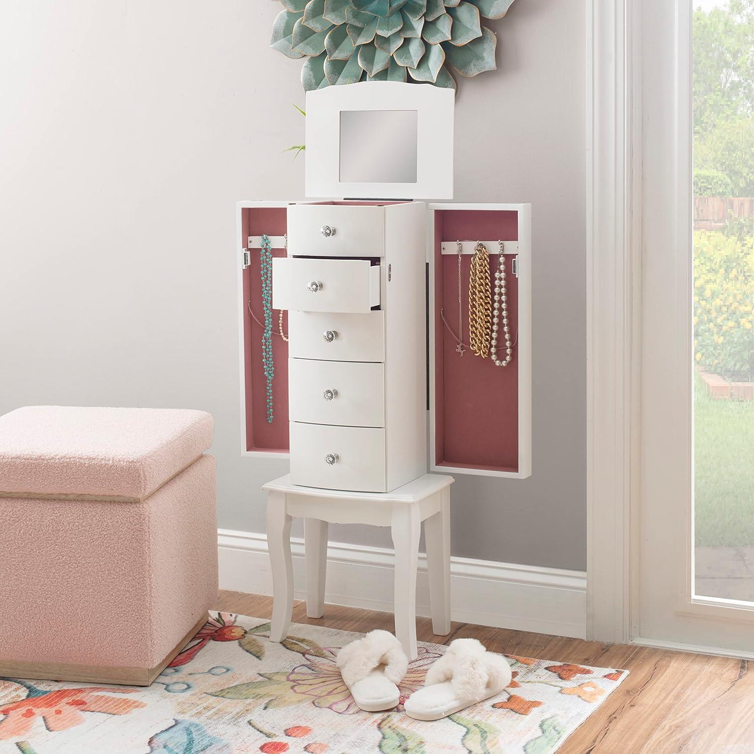 Jasmine Jewelry Armoire, White