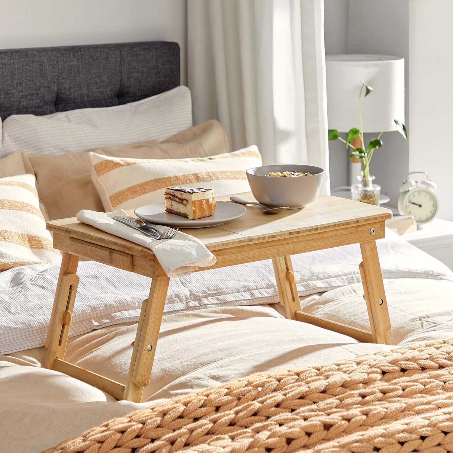 Bamboo Foldable Lap Desks for Laptop, Portable Bed Tray Table, Working,Snack Tray Breakfast Tray Bed Table Drawing Table