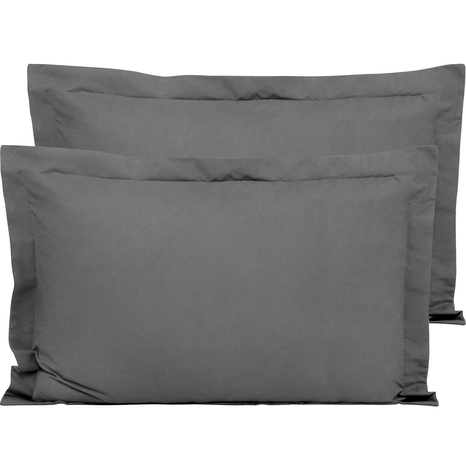 Flxxie Ultra Soft Microfiber Pillow Shams Set of 2, King 20" x 36", Dark Gray