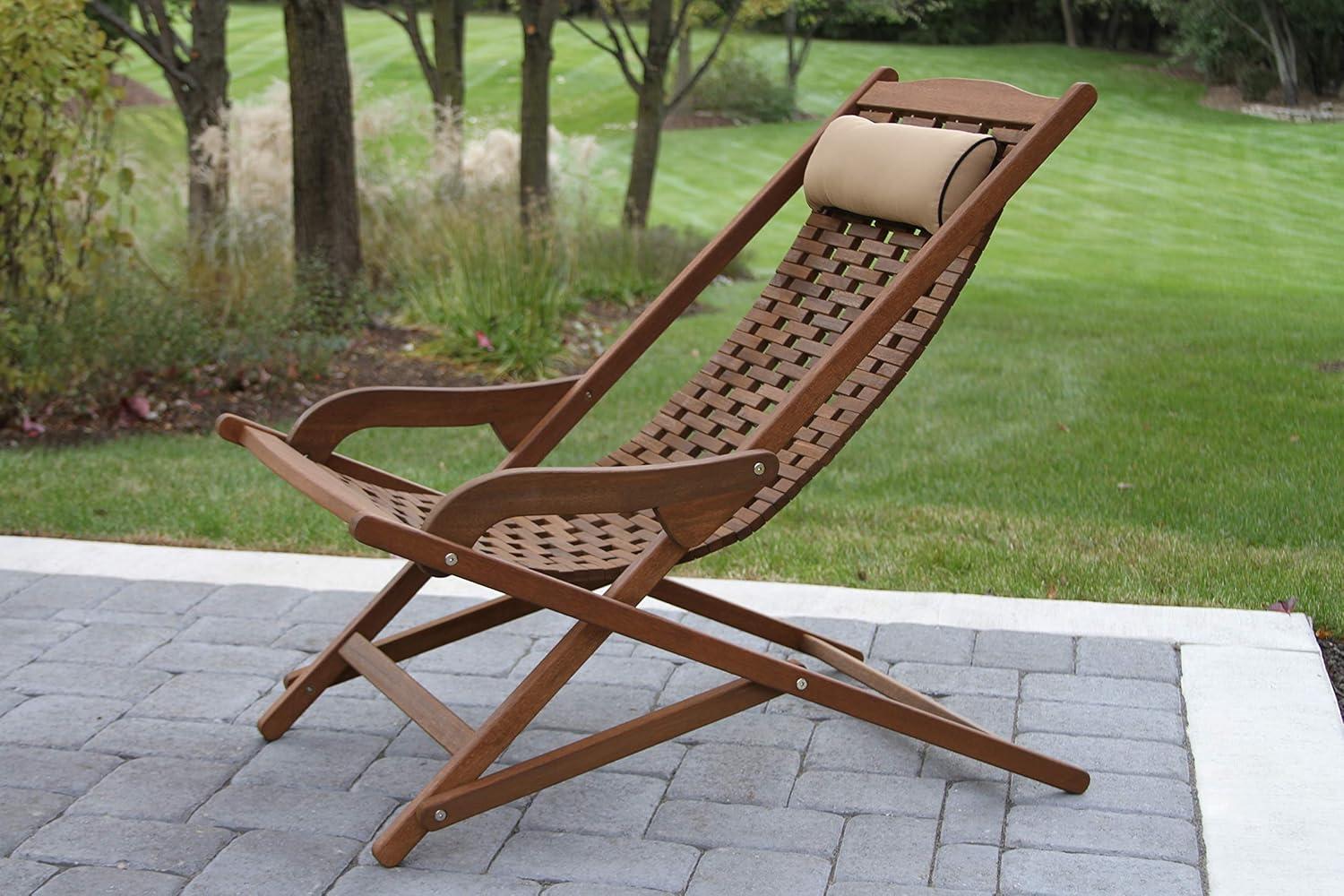 Fleur Wood Outdoor Lounge Chair with Cushion