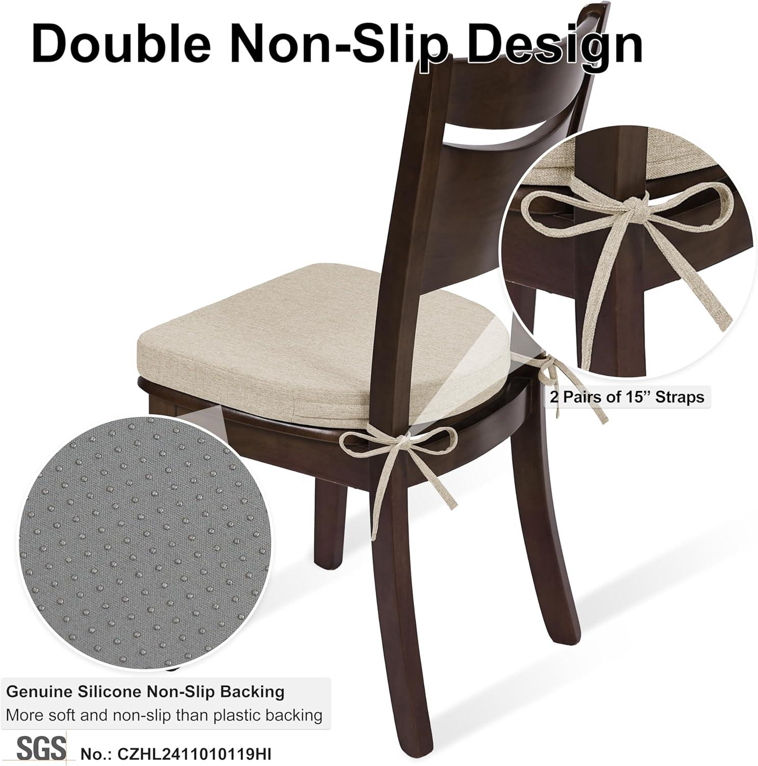 Chair Cushions for Kitchen Chairs Set of 4 Dining Chair Pads, Universal Non-Slip Dining Chair Cushions with Ties for Office Use