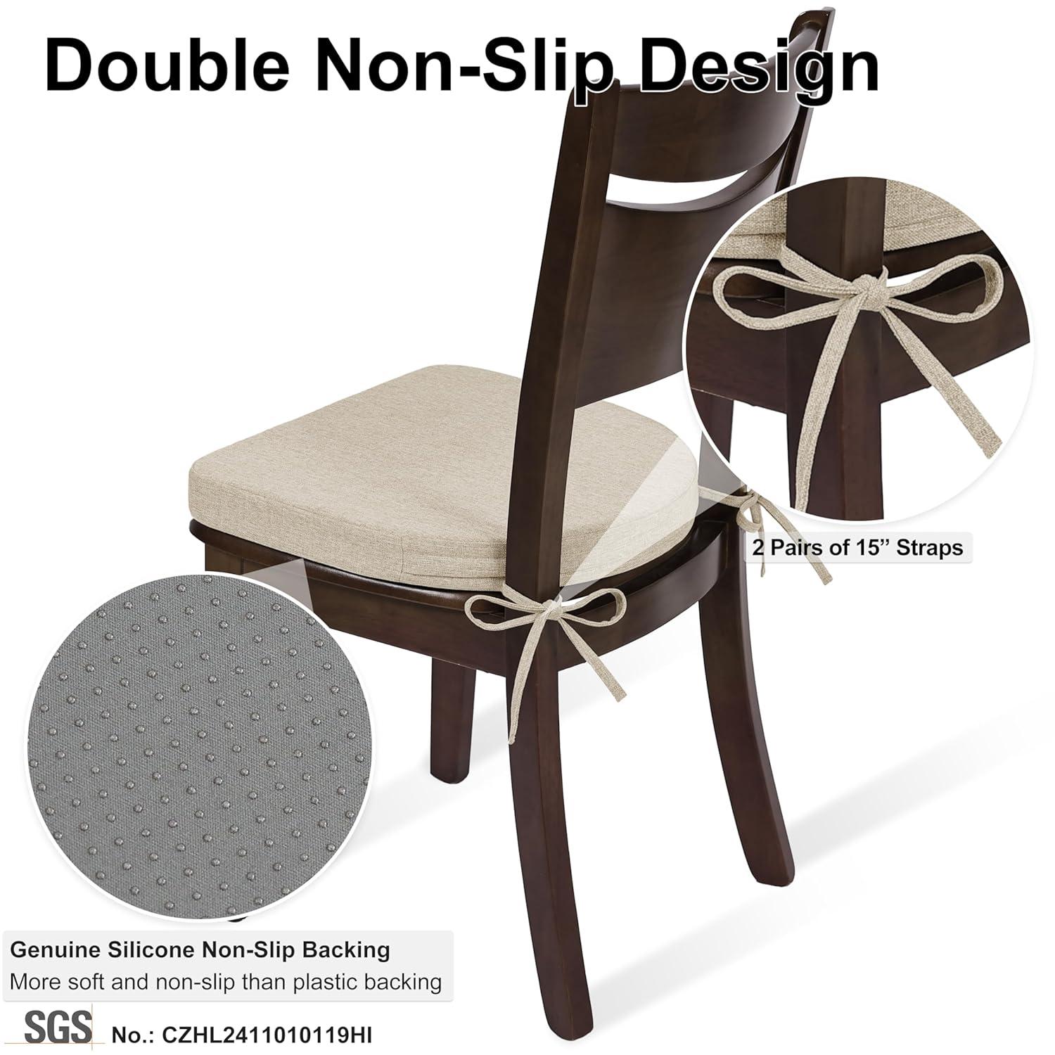 Chair Cushions for Kitchen Chairs Set of 4 Dining Chair Pads, Universal Non-Slip Dining Chair Cushions with Ties for Office Use