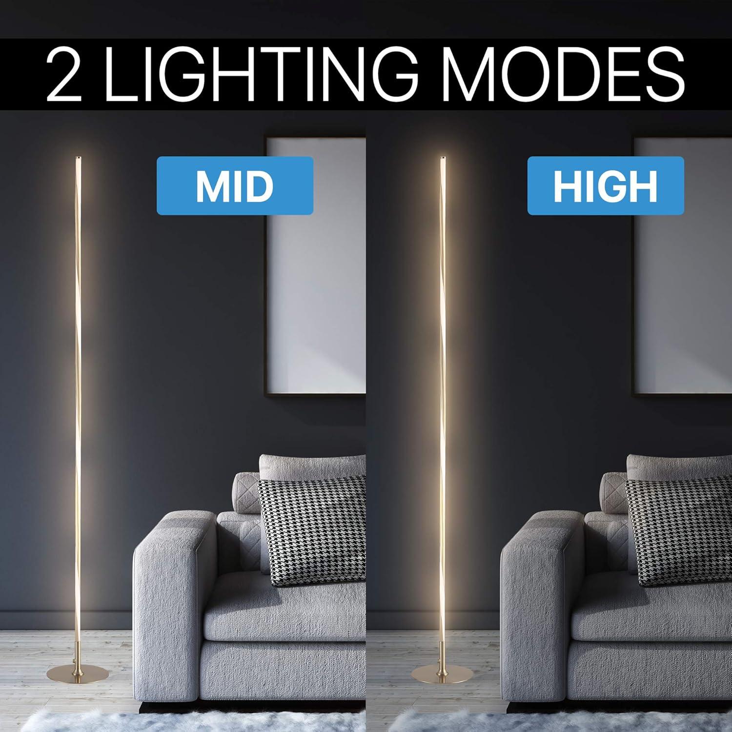 JONATHAN Y JYL7006B Pilar 63.75" LED Integrated Floor Lamp, Modern, Contemporary for living room, dinning room, bedroom, office, Gold