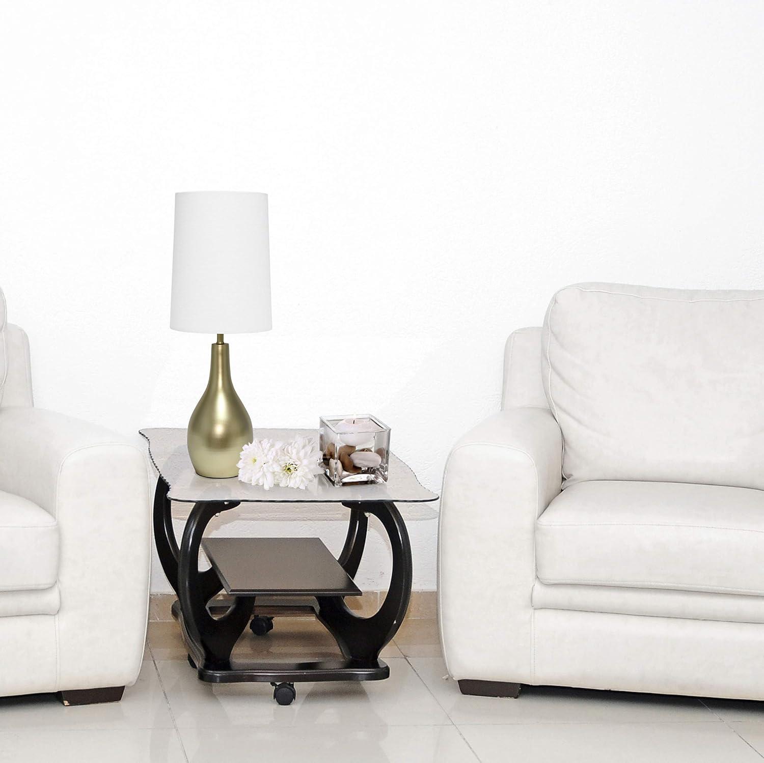 1 Light Tear Drop Table Lamp Gold - Simple Designs: Bedside, No Assembly Required, UL Listed, Cotton Shade