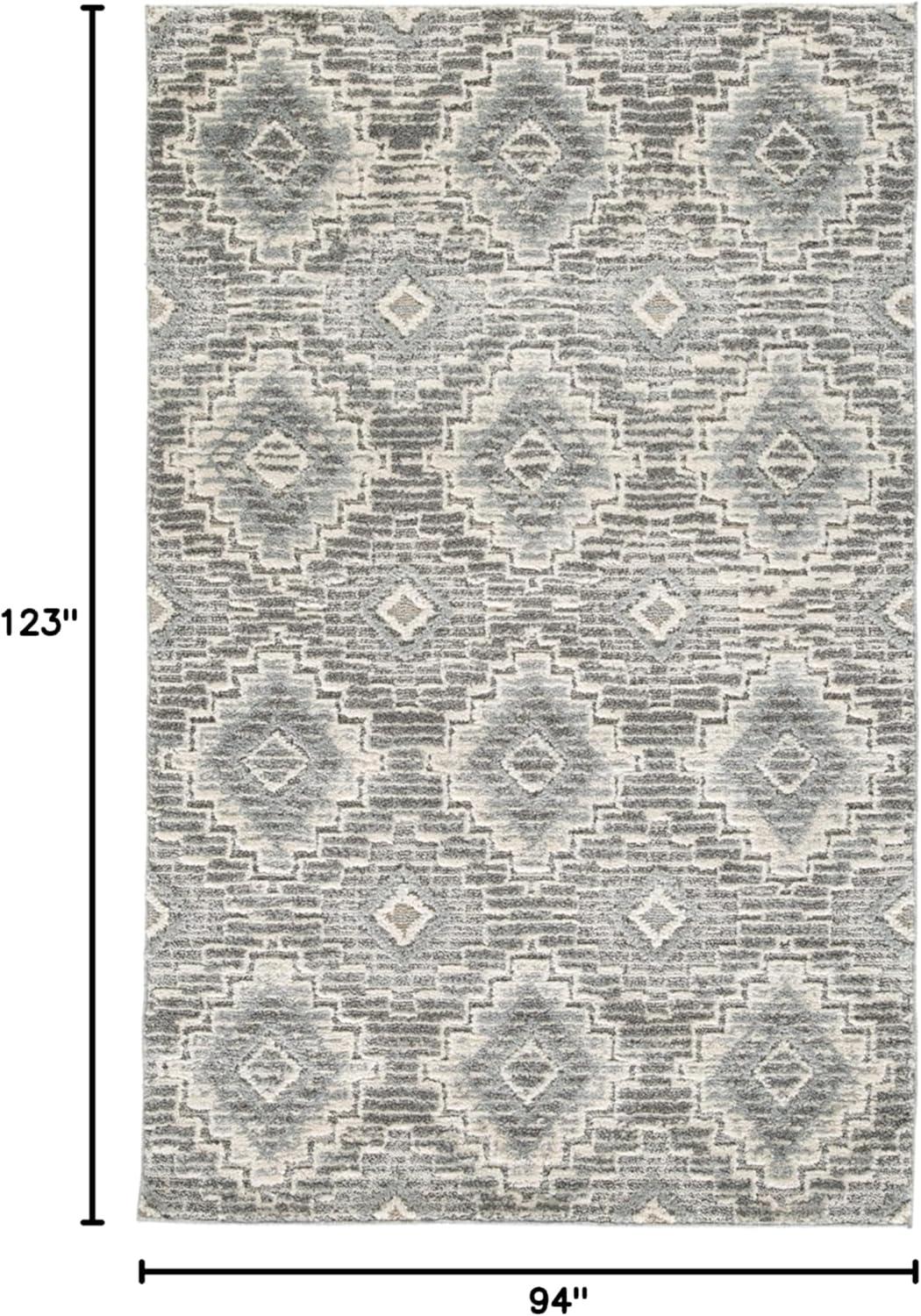 Gray and Cream Diamond Pattern 8' x 10' Synthetic Rug