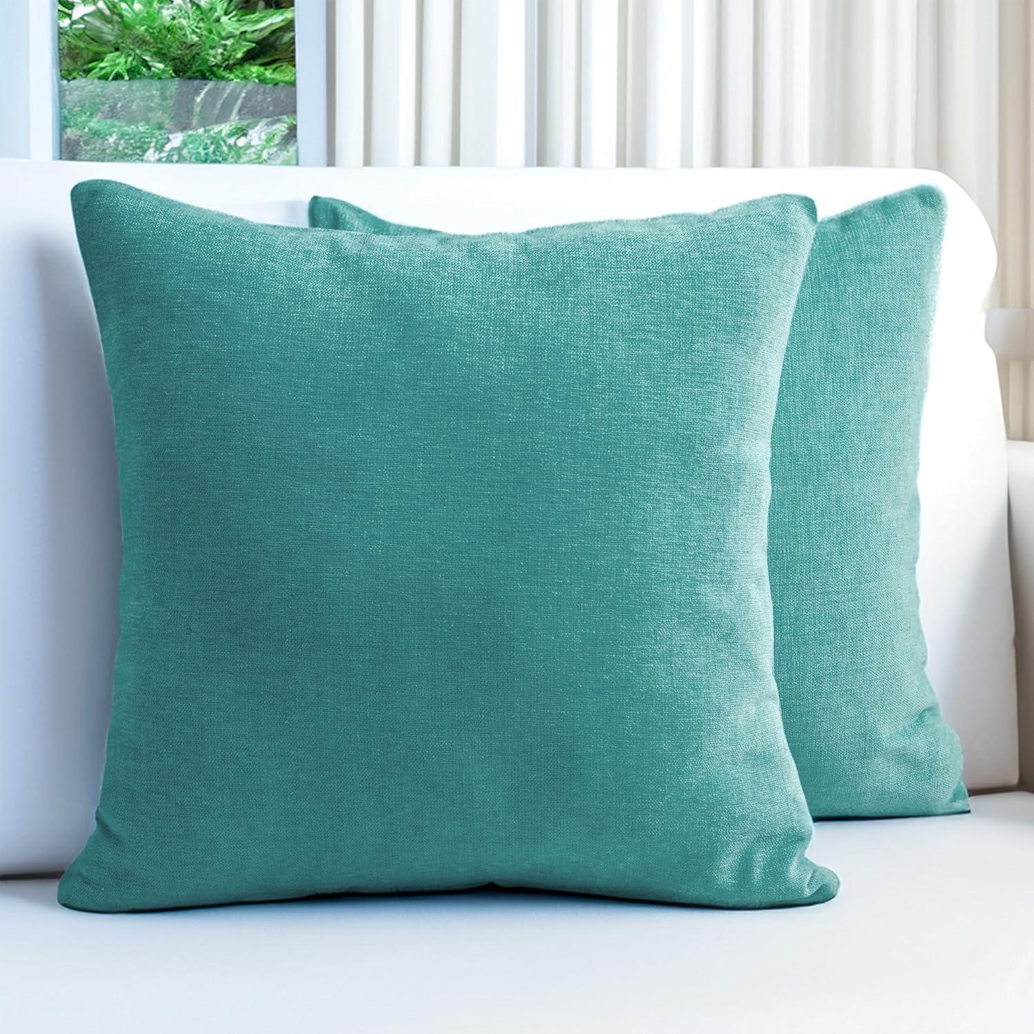 Teal Chenille 18x18 Euro Pillow Covers, Pack of 2