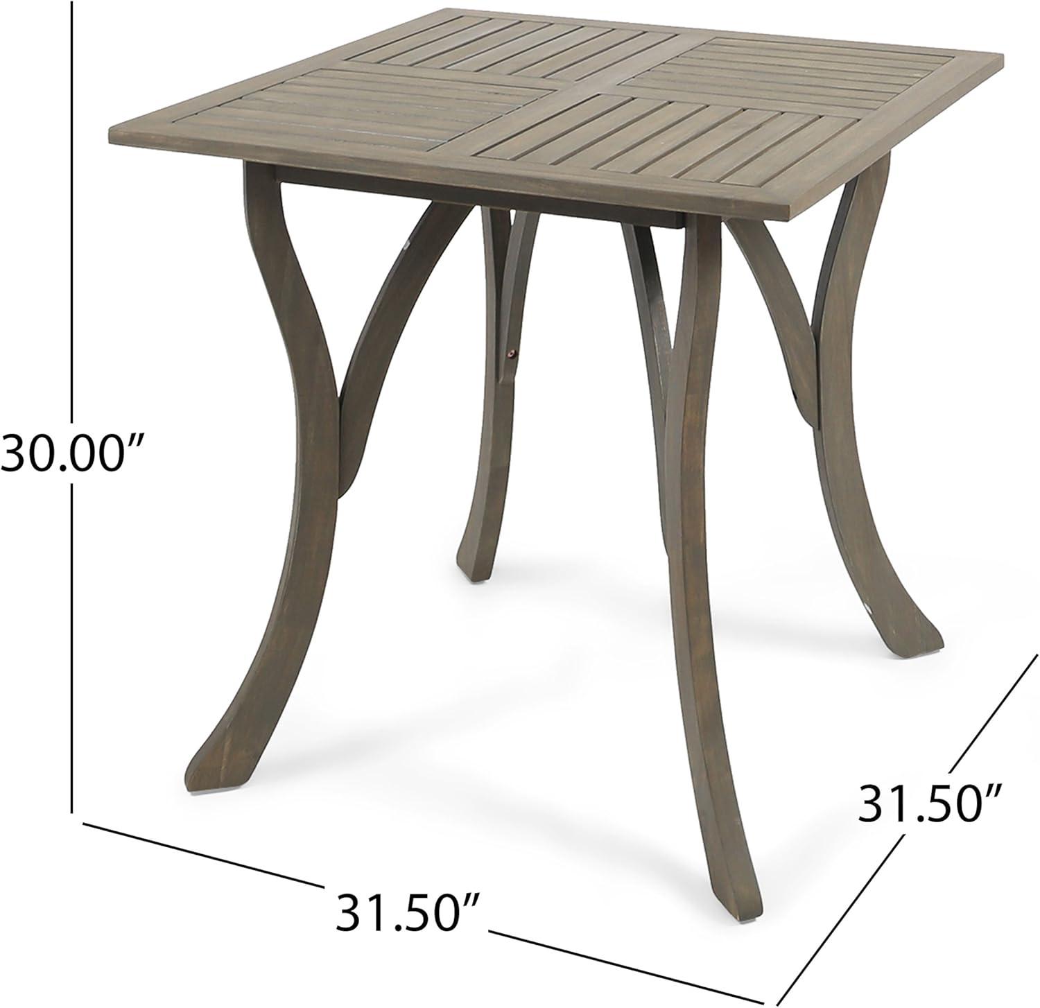 Gray Acacia Wood Square Outdoor Dining Table