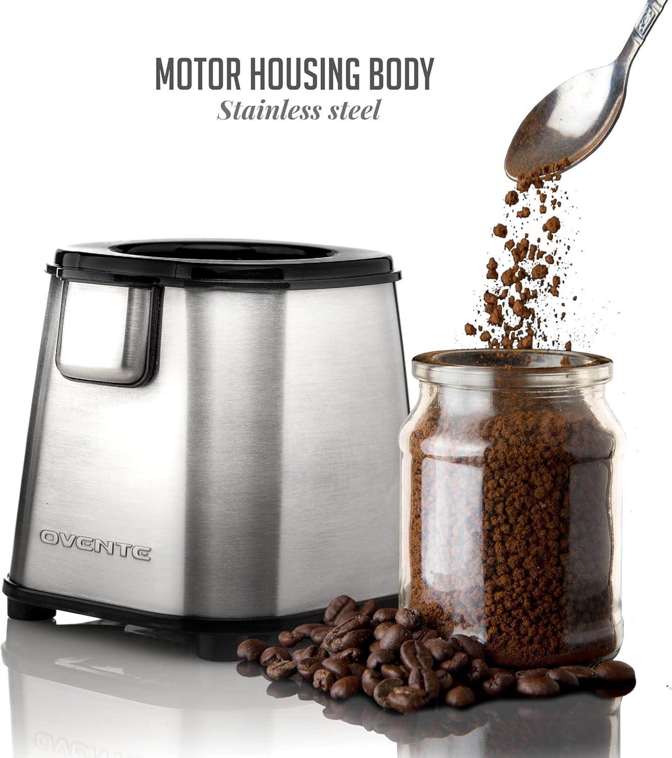 OVENTE Electric Coffee Grinder with 2 Blade Stainless Steel Grinding Bowl