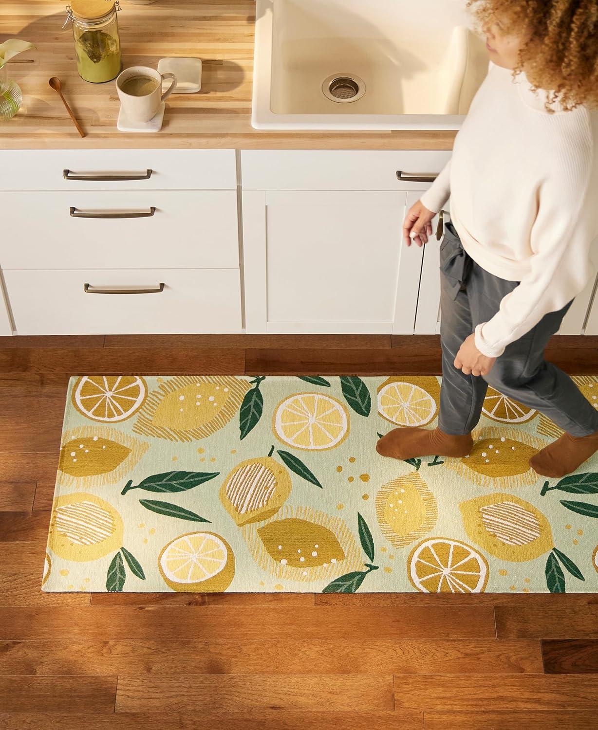 TOWN & COUNTRY Living Livie Fresh Lemon Everwash Washable Non-Slip Backing Kitchen Runner Rug