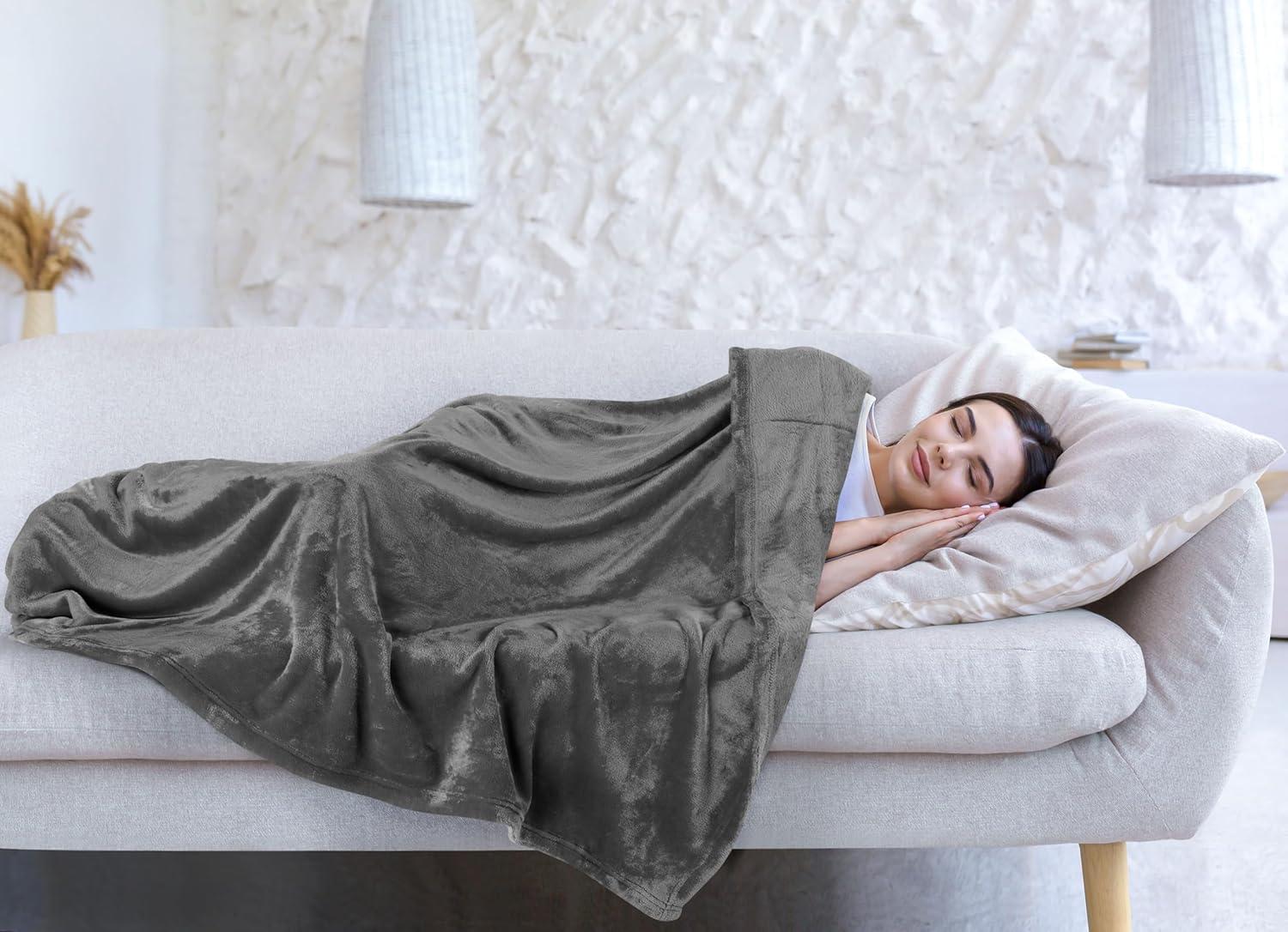 King Size Grey Fleece Reversible Blanket