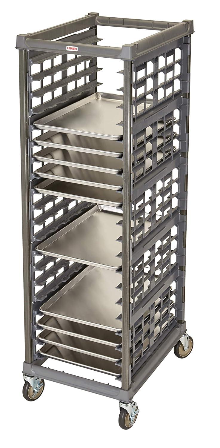 Cambro UPR1826F20580 Camshelving Ultimate Sheet Pan Rack - Full Size 20 Pan Capacity with Zinc Casters - Brushed Graphite Case of 1