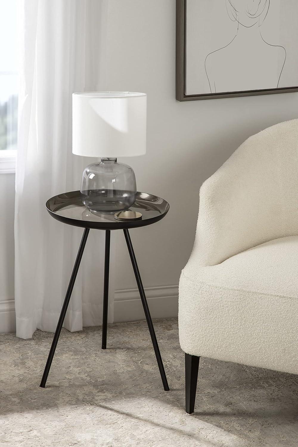 Kate and Laurel Laranya Round Metal Side Table, 15x15x22.5, Brown and Black